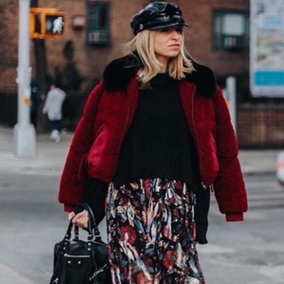 Type Alpha Teddy Jacket Cropped Red Coat Ladies Small Medium - see measurements - Picture 9 of 11